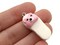 5 34mm White and Pink Teddy Bear Polymer Clay Miniature Slipper Charms